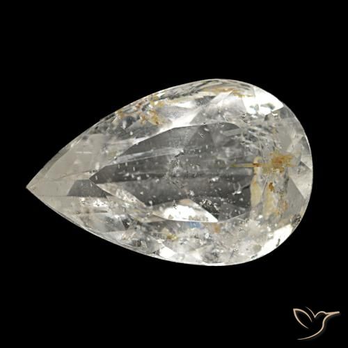 Topázio rutilado amarelo natural 2,87ct, formato de pêra, opaco