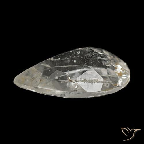 Topázio rutilado amarelo natural 2,87ct, formato de pêra, opaco
