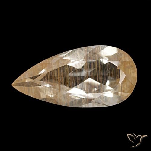 2.91ct marrom topázio rutilado, formato de pêra, transparente