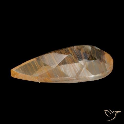 Topázio rutilado marrom natural 2,91ct, formato de pêra, transparente