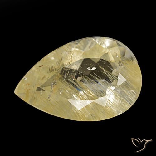6.20ct amarelo topázio rutilado, formato de pêra, transparente