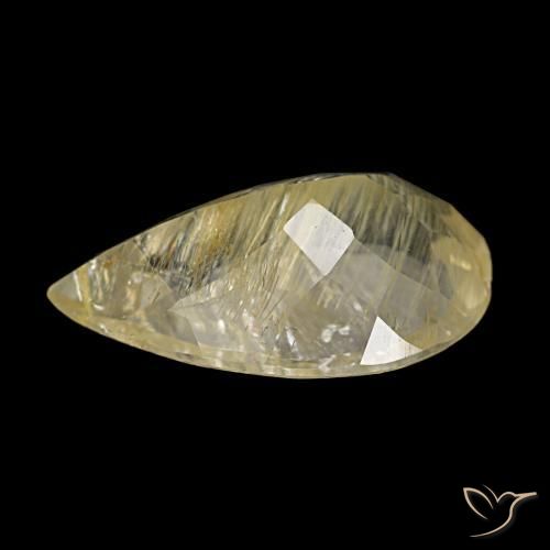 Topázio rutilado amarelo natural 6,20ct, formato de pêra, transparente