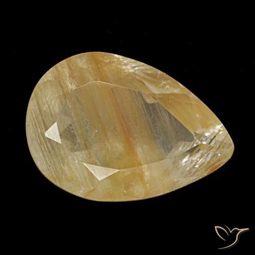 Topázio Rutilo Medium Light-Brown Natural 6.92ct, Formato de pêra, Transparente