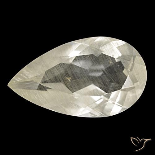 9.15ct amarelo topázio rutilado, formato de pêra, transparente