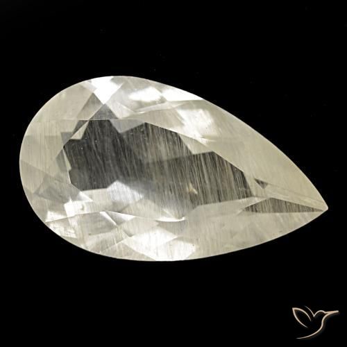Topázio rutilado amarelo natural 9,15ct, formato de pêra, transparente