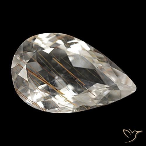 Topázio Rutilado claro com marrom Natural 8,46ct, Formato de pêra, Transparente