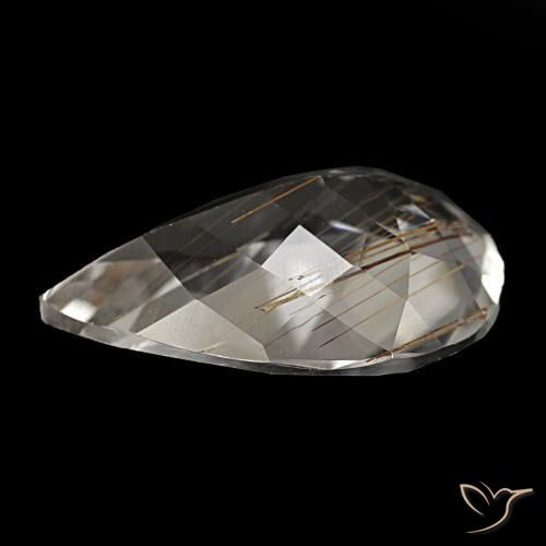 Topázio Rutilado claro com marrom Natural 8,46ct, Formato de pêra, Transparente