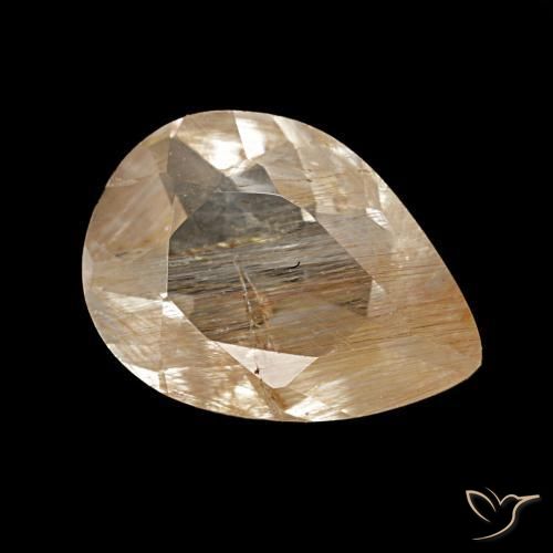 Topázio rutilado marrom natural 2,07ct, formato de pêra, transparente