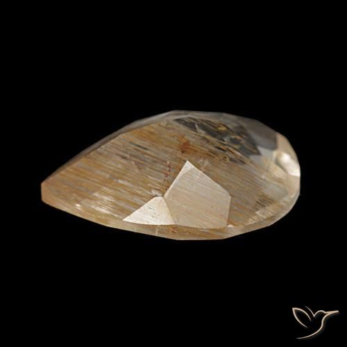 Topázio rutilado marrom natural 2,07ct, formato de pêra, transparente