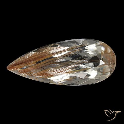 5.48ct marrom topázio rutilado, formato de pêra, transparente