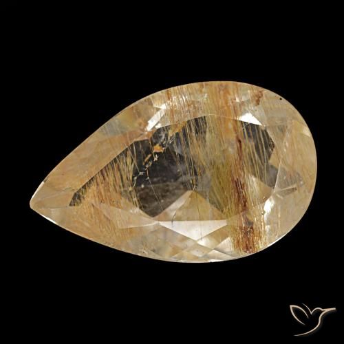 5.25ct marrom topázio rutilado, formato de pêra, transparente