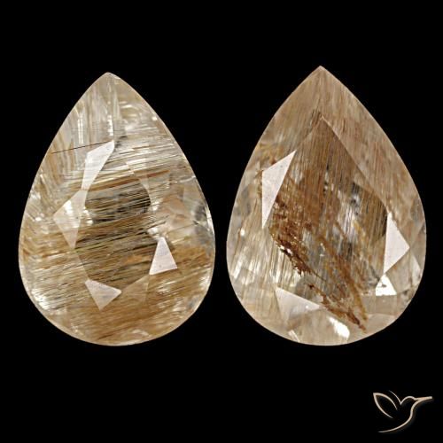 Pedras preciosas de topázio rutilado marrom natural de 5,13 ct, formato de pêra, transparente