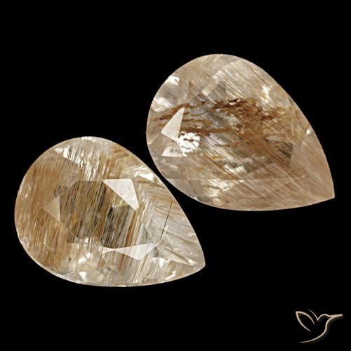 Pedras preciosas de topázio rutilado marrom natural de 5,13 ct, formato de pêra, transparente