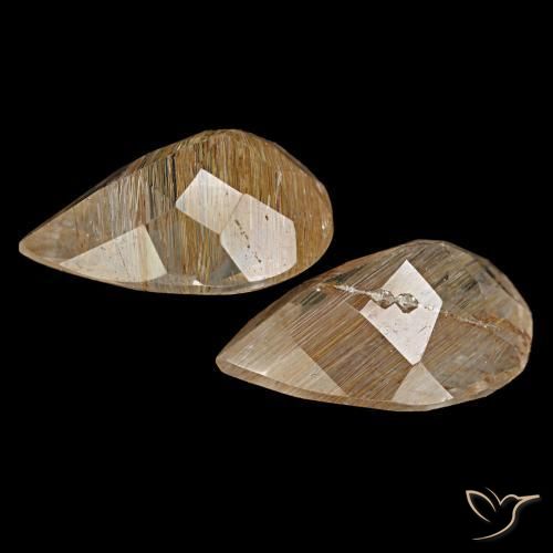 Pedras preciosas de topázio rutilado marrom natural de 5,13 ct, formato de pêra, transparente