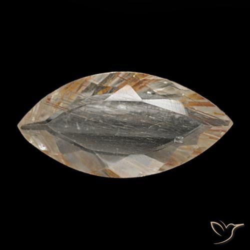 Topázio rutilado amarelo natural 2,09ct, marquise, transparente