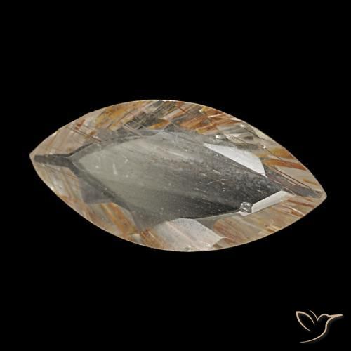 Topázio rutilado amarelo natural 2,09ct, marquise, transparente