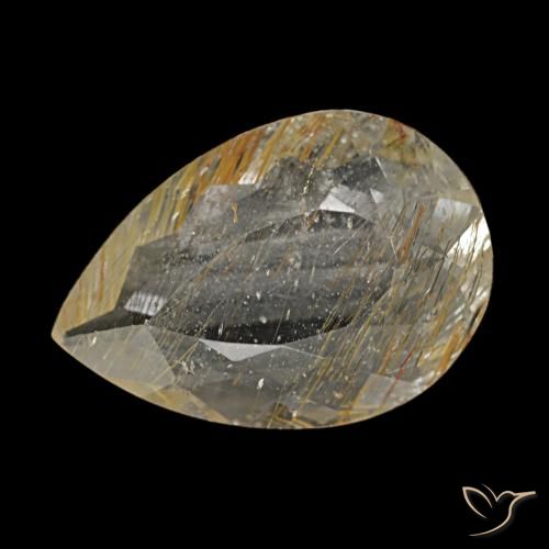2.67ct amarelo topázio rutilado, formato de pêra, transparente
