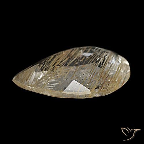 Topázio rutilado amarelo natural 2,67ct, formato de pêra, transparente