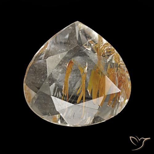 Topázio rutilado amarelo natural 1,13ct, formato de pêra, transparente