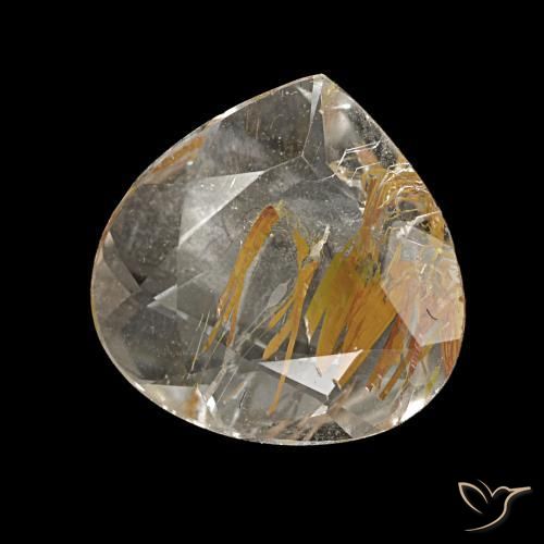 Topázio rutilado amarelo natural 1,13ct, formato de pêra, transparente