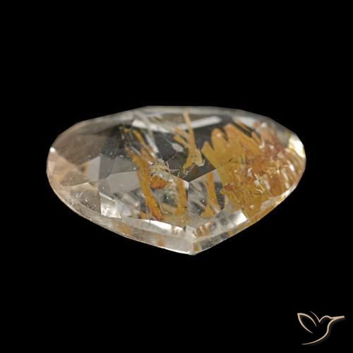 Topázio rutilado amarelo natural 1,13ct, formato de pêra, transparente