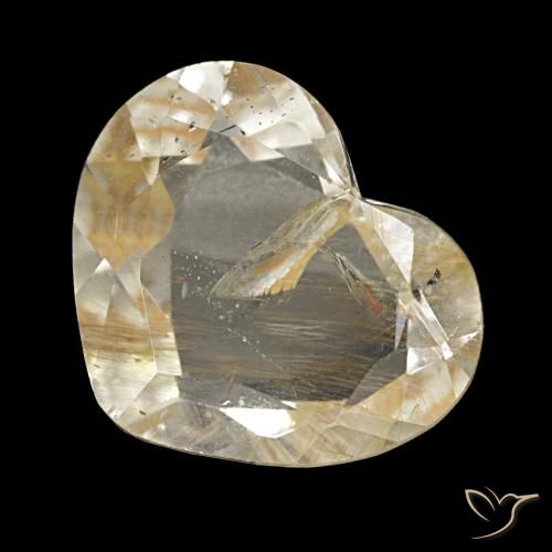 Topázio rutilado amarelo natural 4,79ct, formato de coração, transparente