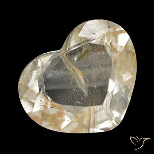 Topázio rutilado amarelo natural 4,79ct, formato de coração, transparente