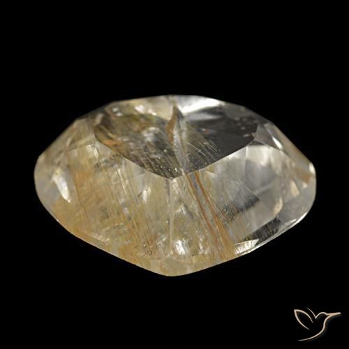 Topázio rutilado amarelo natural 4,79ct, formato de coração, transparente