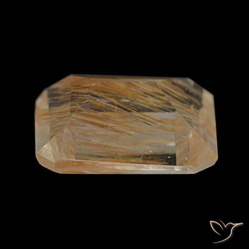 Topázio rutilado amarelo natural 2,61ct, corte esmeralda, transparente