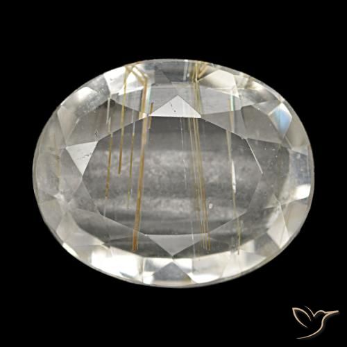 Topázio rutilado amarelo natural 4,13ct, corte oval, transparente
