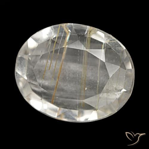 Topázio rutilado amarelo natural 4,13ct, corte oval, transparente