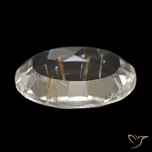 Topázio rutilado amarelo natural 4,13ct, corte oval, transparente