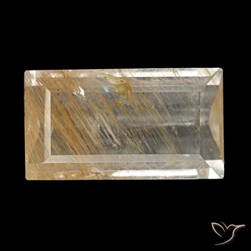 3.10ct amarelo topázio rutilado, baguete, transparente