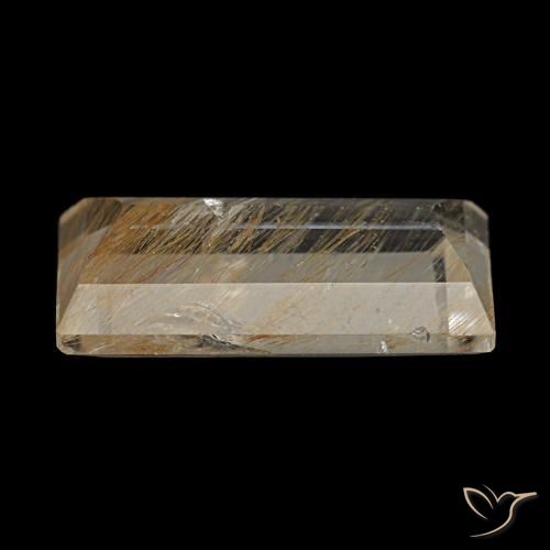 Topázio rutilado amarelo natural 3,10ct, baguete, transparente