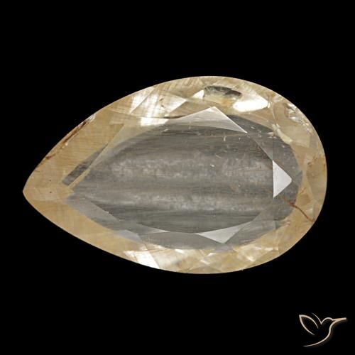 Topázio rutilado amarelo natural 4,65ct, formato de pêra, transparente