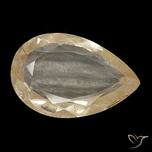 Topázio rutilado amarelo natural 4,65ct, formato de pêra, transparente