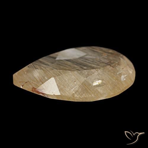 Topázio rutilado amarelo natural 4,65ct, formato de pêra, transparente