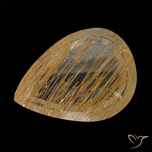 Topázio rutilado marrom natural 2,90ct, formato de pêra, transparente