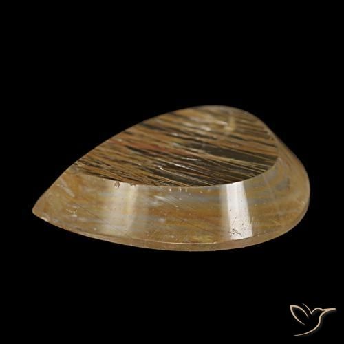 Topázio rutilado marrom natural 2,90ct, formato de pêra, transparente