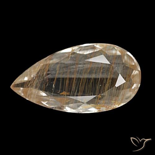Topázio rutilado marrom natural 3,56ct, formato de pêra, transparente