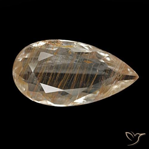 Topázio rutilado marrom natural 3,56ct, formato de pêra, transparente