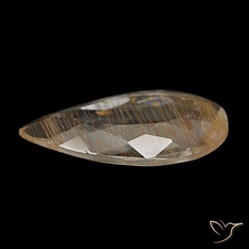 Topázio rutilado marrom natural 3,56ct, formato de pêra, transparente