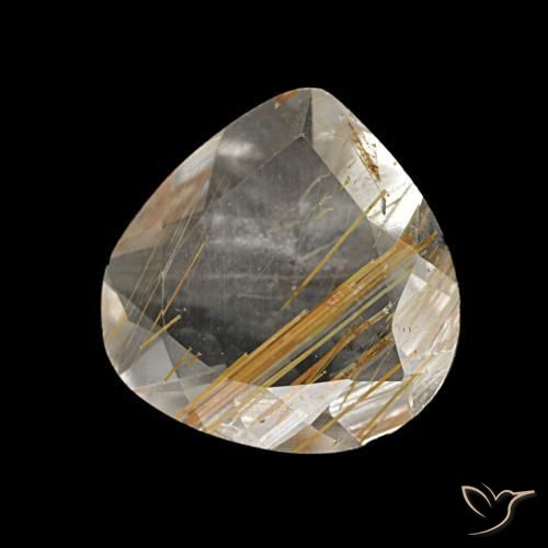 Topázio Rutilado Castanho Dourado Muito Claro Natural 1,95ct, Formato de pêra, Transparente