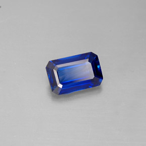 Safira azul natural 0,67ct, corte esmeralda, VS