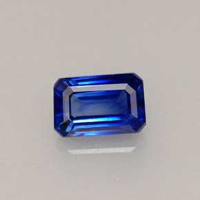 Safira azul natural 0,79ct, corte esmeralda, VS