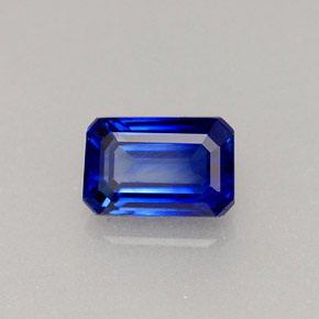 Safira azul natural 0,79ct, corte esmeralda, VS