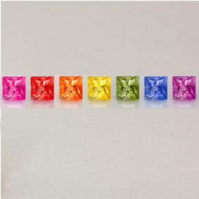 Pedras preciosas de safira multicolorido natural de  ct, quadrado, VVS-VS