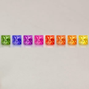 Pedras preciosas de safira multicolorido natural de  ct, quadrado, VVS-VS