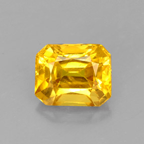 Safira amarelo natural 2,72ct, corte esmeralda, VS-SI
