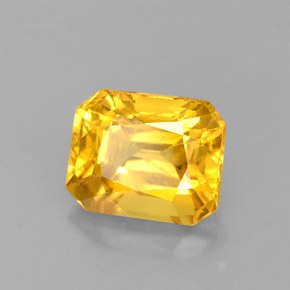Safira amarelo natural 2,72ct, corte esmeralda, VS-SI